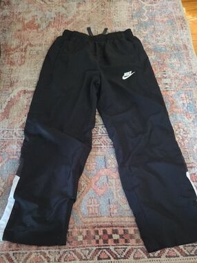 Nike Black Kids Wind Pants with White Swoosh
